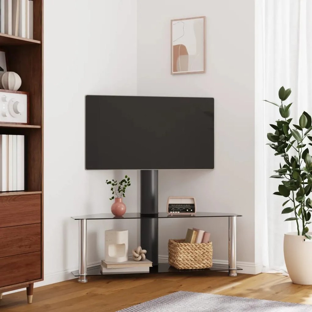 Supporto Tv Angolare 2 Livelli Per 32-70 Pollici Nero E Argento /