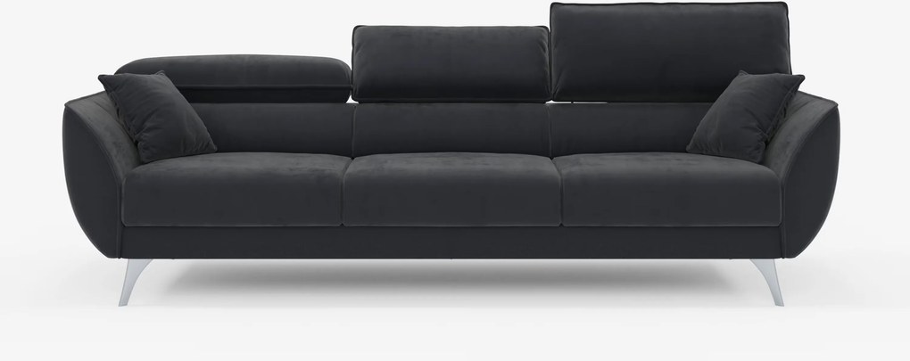 Michelangelo 4 Posti – Divano con 3 sedute estensibili e poggiatesta reclinabili in elegante tessuto vellutino smacchiabile T30