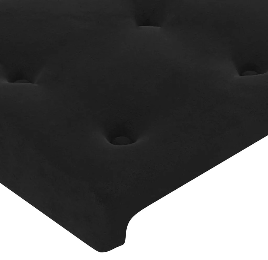 Letto a Molle con Materasso e LED Nero 90x190 cm in Velluto