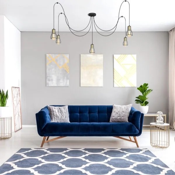 Lampadario a sospensione con filo TUBE 5xE27/15W/230V ragno nero/oro