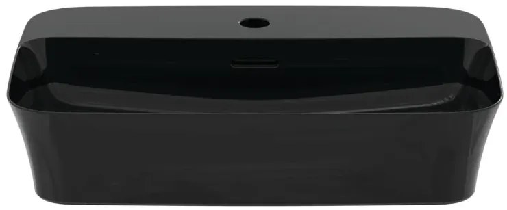Ideal standard Ipalyss Lavabo 55x38 rettangolare da appoggio con foro e troppo pieno in Diamatec nero lucido