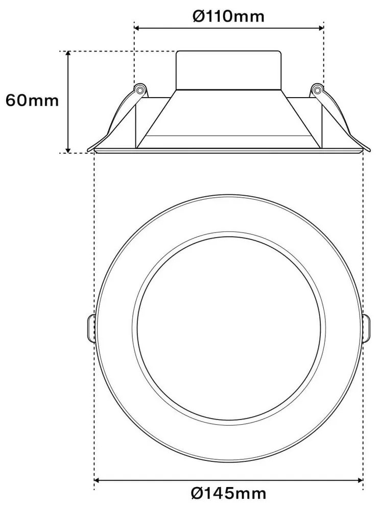 Faro da incasso 13W Foro Ø110-130mm Bianco da 1.105lm Rotondo Colore Bianco Caldo 3.000K