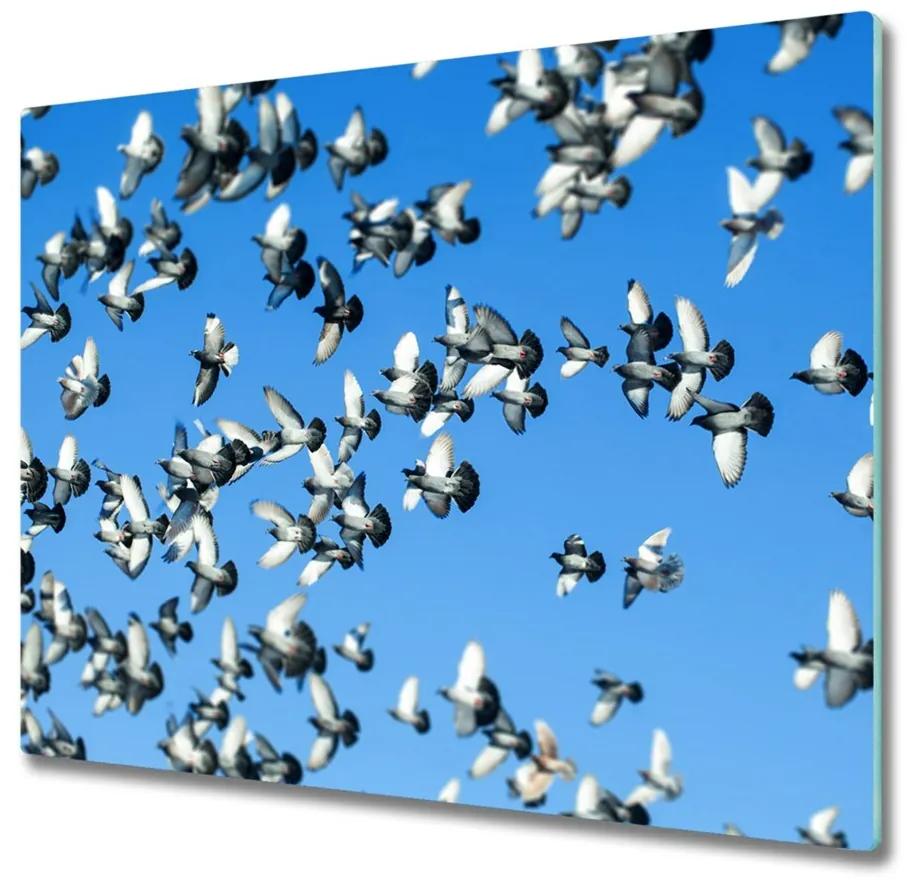 Tagliere in vetro Stormo di piccioni 60x52 cm