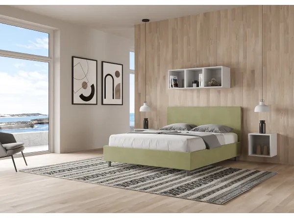 Letto matrimoniale e rete 160x190 in microfibra tč verde Adele