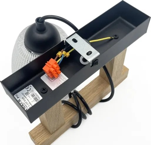 Lampadario a sospensione con cavo LEANDRA 1xE27/15W/230V rovere/nero