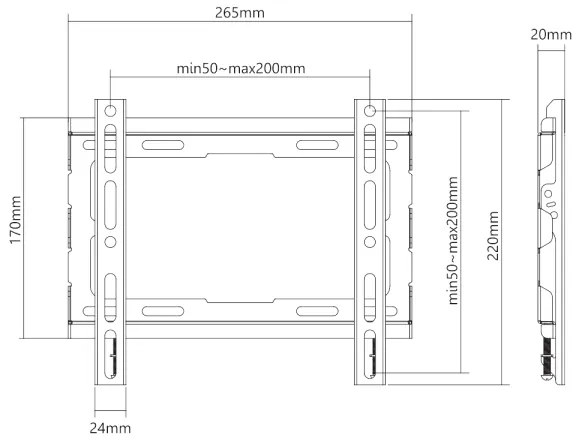 MK FLORIA MKF-23DF223 - Supporto fisso per TV a parete 46" nero