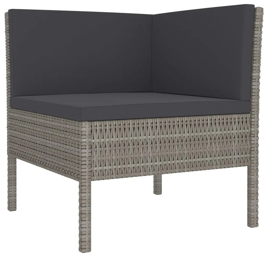 Set divani da giardino 7 pz con cuscini in polyrattan grigio