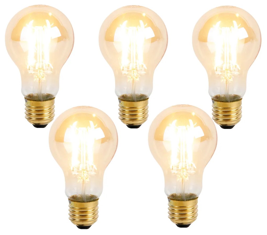 Set di 5 Lampadine LED dimmerabili a 3 livelli E27 A60 Goldline 5W 530lm 2200K