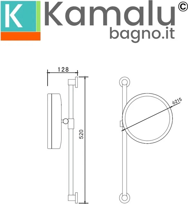 Specchio ingranditore 3x rotondo con illuminazione led | SP-3570 - KAMALU