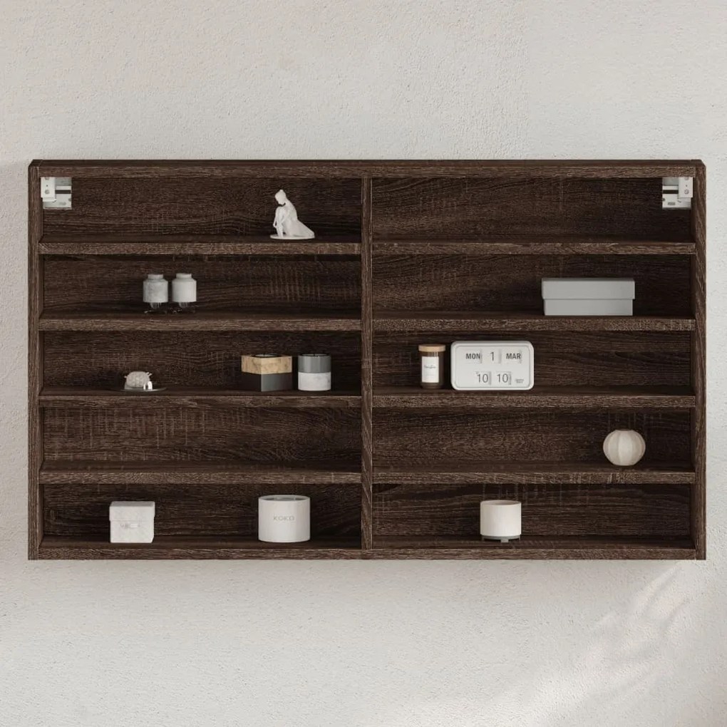 Armadietto Vetrina Rovere Marrone 100x15x58cm Legno Multistrato /