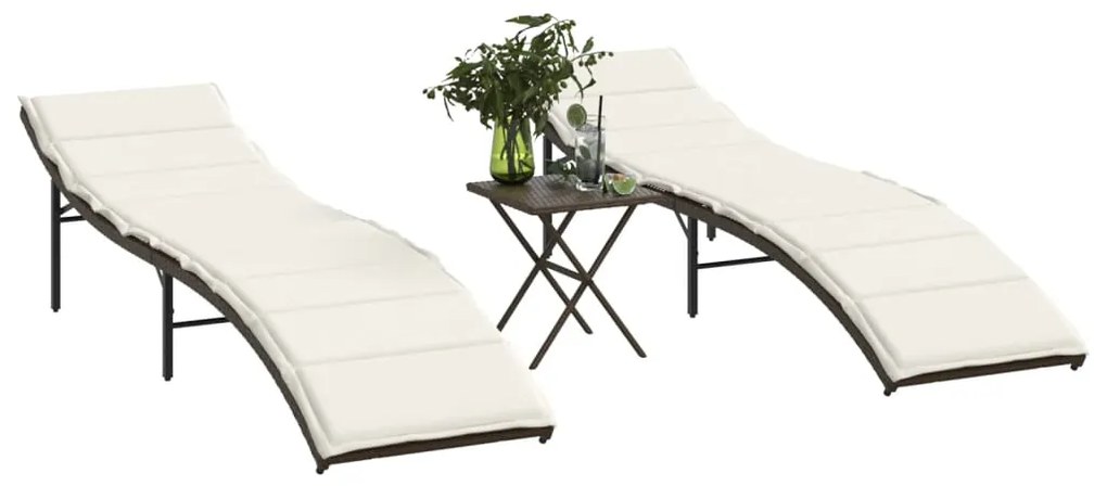 Lettini Prendisole 2 Pz Con Tavolino Marrone İn Polyrattan /