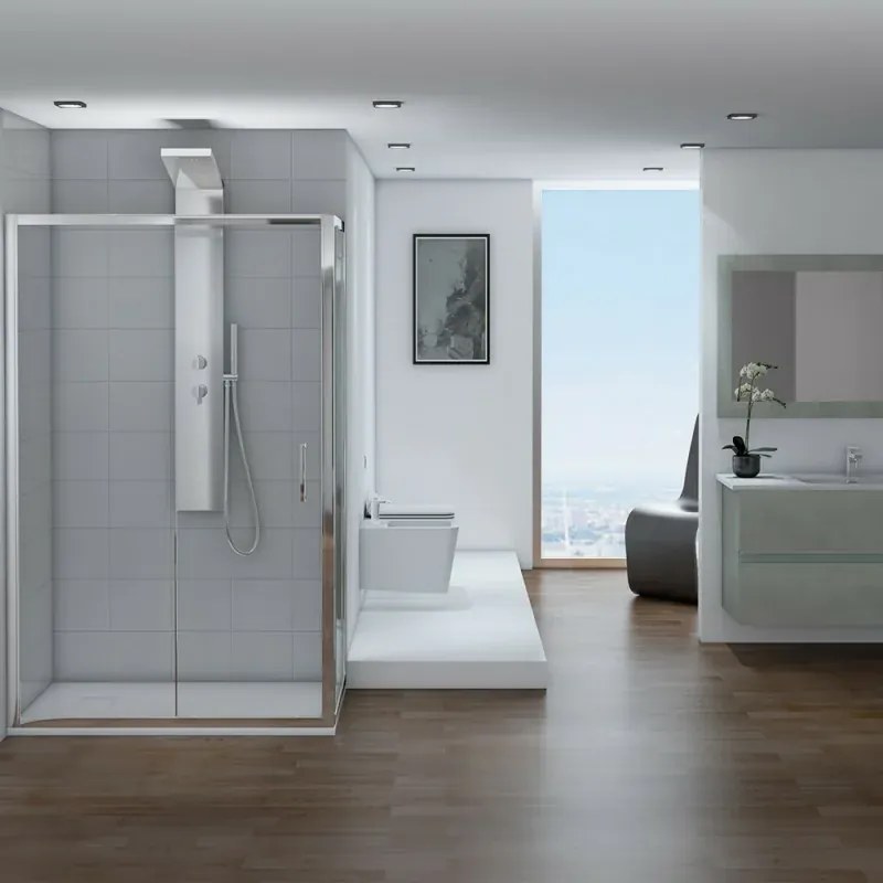 Box doccia 70x90 rettangolare fisso + scorrevole vetro trasparente 6 mm