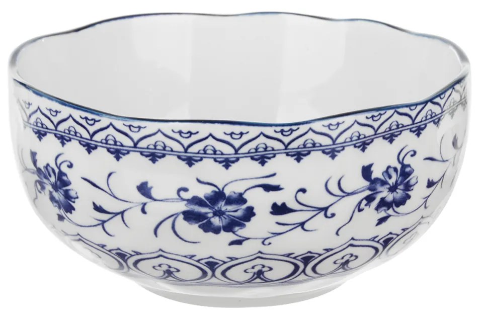 Ciotola in ceramica fiori blu orientali 15,3x7,2cm Sushiko