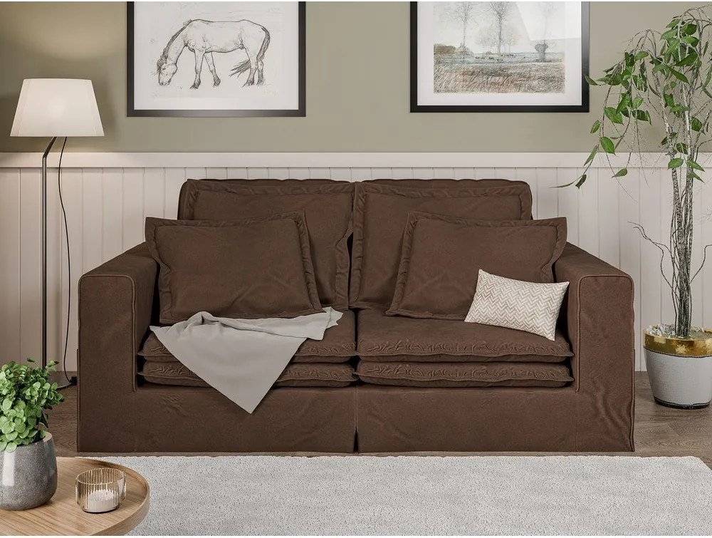 Divano marrone scuro 196 cm Nora – Ropez