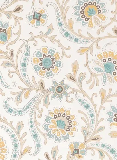 Nina Campbell Carta da parati Bavilles - Aqua/ Ochre