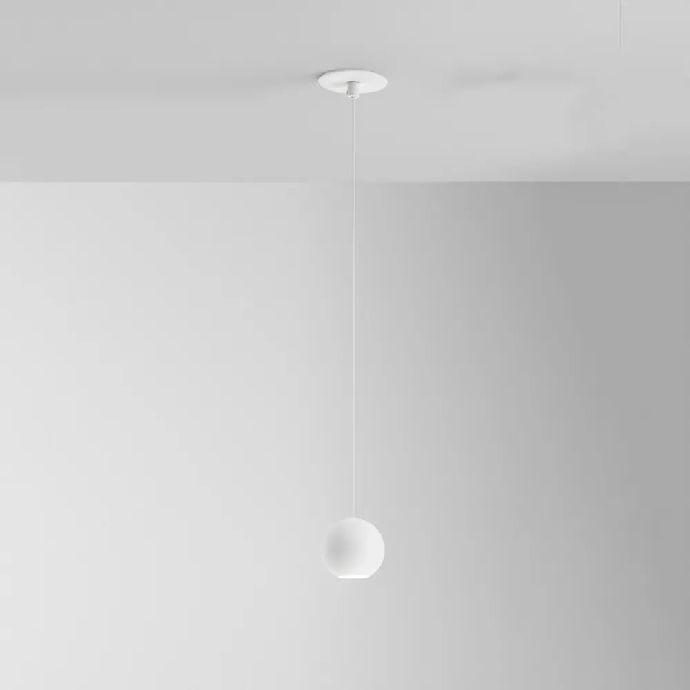 Sospensione Contemporanea Guya Alluminio Bianco Satinato 1 Luce Led Da Incasso