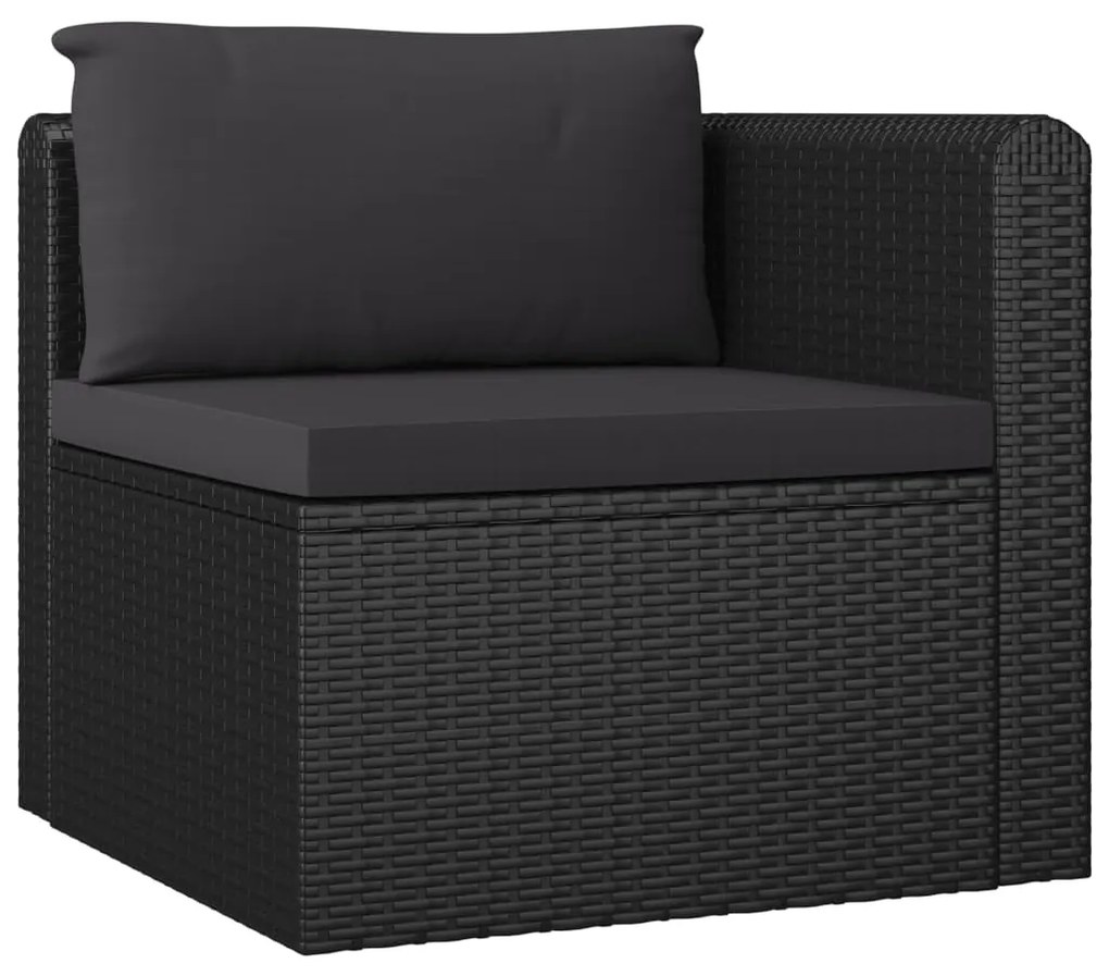 Set Divani da Giardino 7 pz con Cuscini in Polyrattan Nero