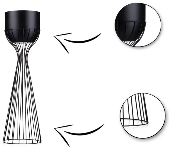 Vaso da fiori in metallo LOFT 56x20 cm nero