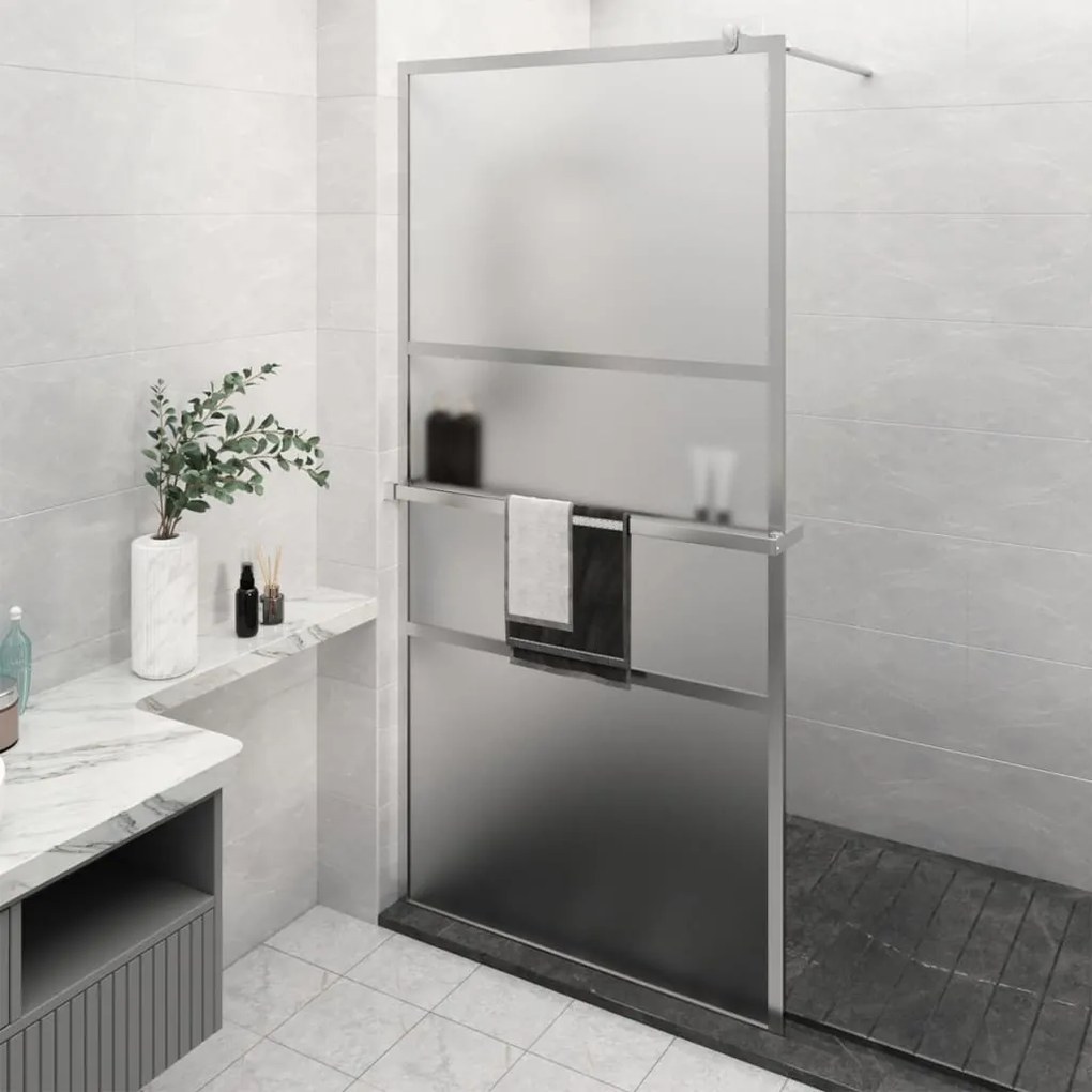 Parete Doccia Con Mensola Cromo 115x195cm Vetro Esg E Alluminio /