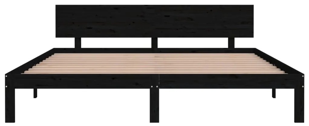 Giroletto Nero in Legno Massello 180x200 cm Super King