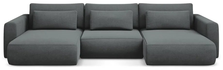 Divano angolare grigio scuro allungabile/con contenitore (a U) Kapua – Makamii