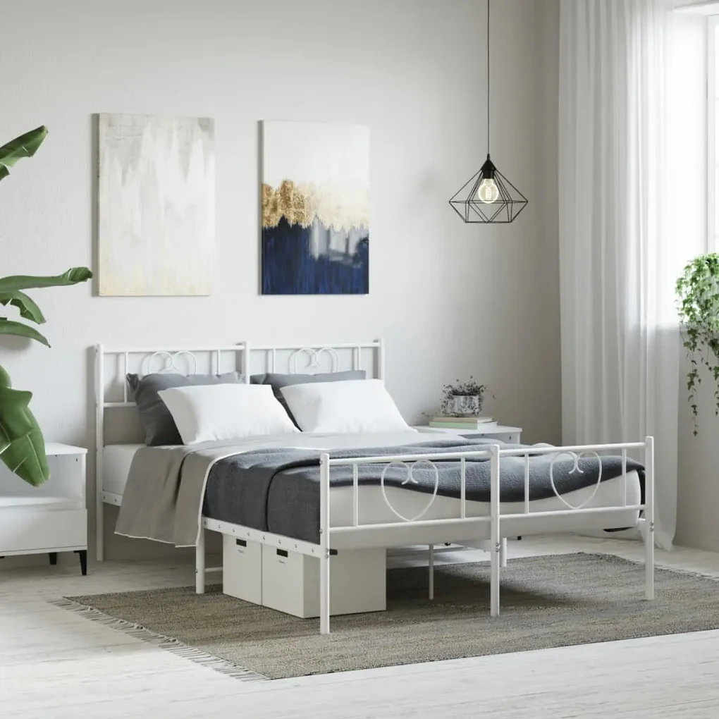 Giroletto con testiera e pediera metallo bianco 120x190 cm