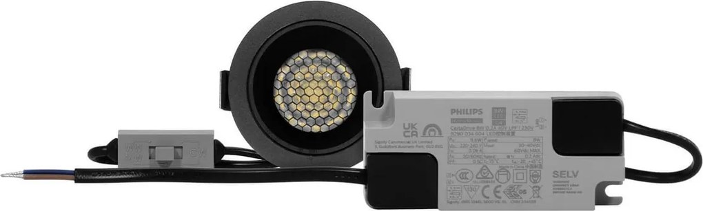 Faro da Incasso Nero 8W Foro Ø55mm CCT 15°-55° con driver Philips Colore Bianco Variabile CCT