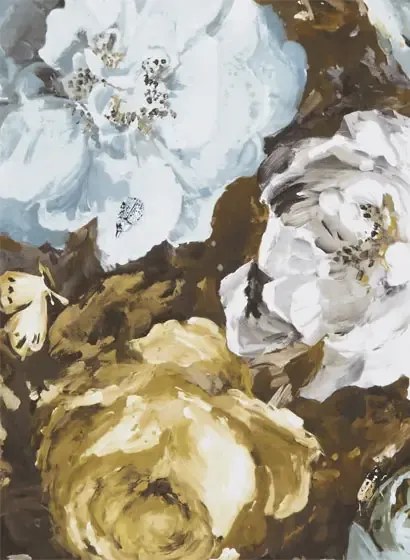 Clarke & Clarke Carta da parati Floretta - Mineral/ Charcoal