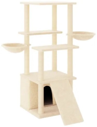 Albero per Gatti con Tiragraffi in Sisal Crema 133 cm