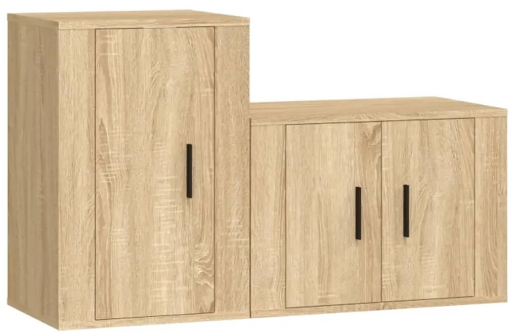 Set di Mobili Porta TV 2 pz Rovere Sonoma in Legno Multistrato