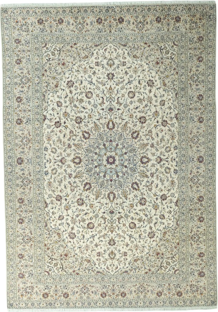 Kashan Tappeto 360x250 Beige (Iran) Annodato A Mano