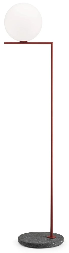 Flos IC Lights Floor 2 Outdoor Lampada da terra H.185 da esterno luce diffusa in vetro opalino e Ottone Burgundy Red/Black Lava