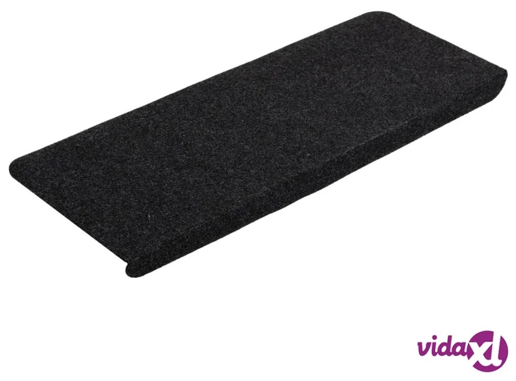 vidaXL Tappetini Autoadesivi per Scale 15 pz 65x24,5x3,5 cm Nero