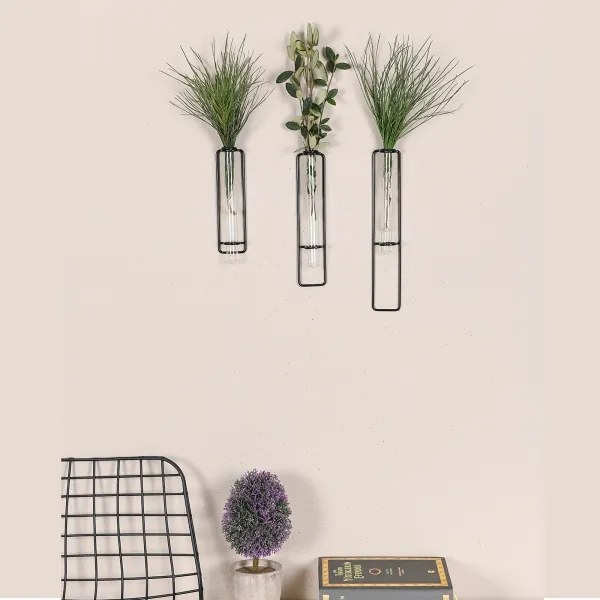 SET 3x Decorazione murale per fiori 20/25/30 cm nero