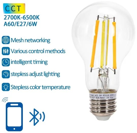 Lampadina LED FILAMENT A60 E27/6W/230V 2700-6500K - Aigostar