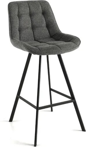 Sgabello da cucina in tessuto Grigio Fumo gambe metallo FRIEDIC Set 2 pz