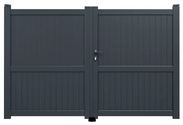 Cancello manuale a braccio articolato e a martinetto Matisse battente GARDENGATE in alluminio grigio antracite, apertura a destra, L 300 x H 179.6 cm, serratura manuale