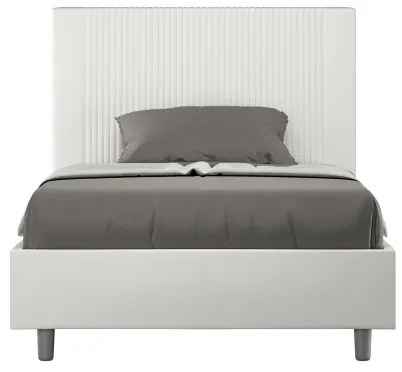 Letto contenitore imbottito 140x210 similpelle bianco Goya