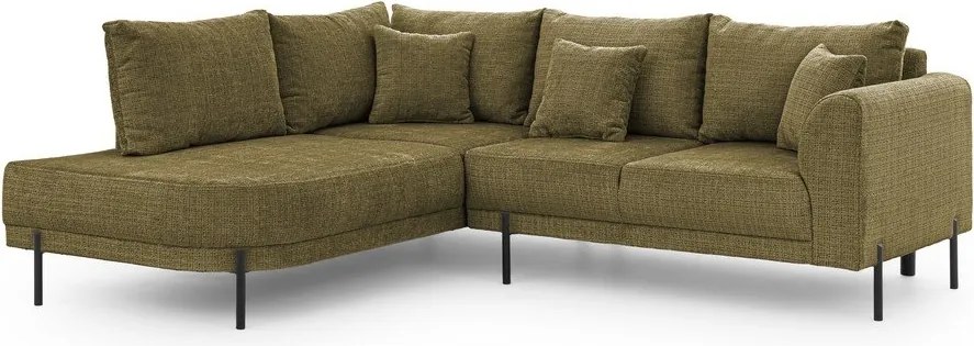 Divano angolare verde (con penisola a sinistra/a L) con rivestimento in ciniglia Mauris – Ropez