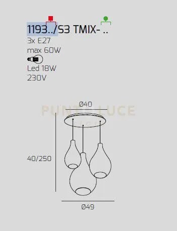 Sosp. bianco 3 luci tonda vetri (1 piccolo bronzo+1 medio ambra+1 g...
