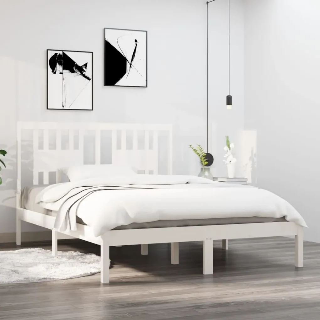 Giroletto bianco in legno massello 120x190 cm small double