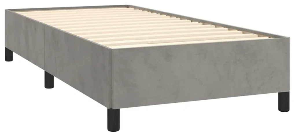 Giroletto a molle con materasso grigio chiaro 80x200 cm velluto