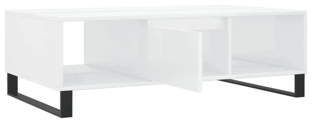 Tavolino da Salotto Bianco Lucido 104x60x35cm Legno Multistrato