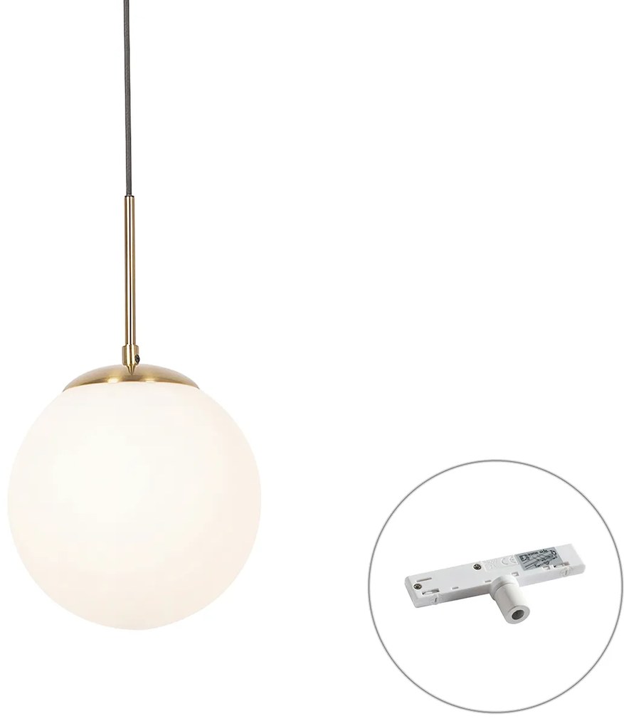 Lampada a sospensione Art Déco oro con vetro opale con adattatore per binario bianco monofase - Slimline Flore