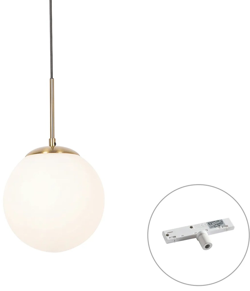 Lampada a Sospensione Art Déco Oro con Vetro Opale Incl. Adattatore per Binario Monofase Bianco - Slimline Flore