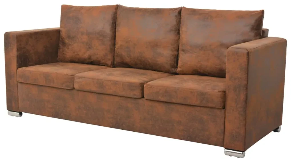 Divani set 3 pz in pelle scamosciata artificiale