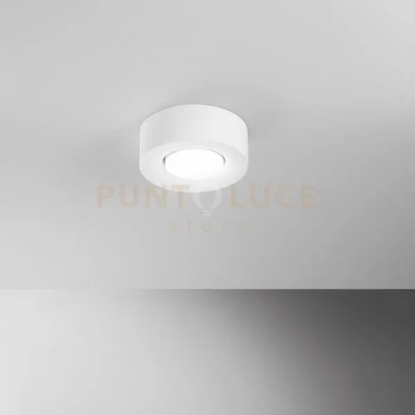 Plafoniera athen tonda bianca 1 luce attacco gx53 14x14x5,3cm in ge...