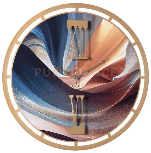 Orologio effetto marmo pregiato mood oro laccato e dune dorate in f...