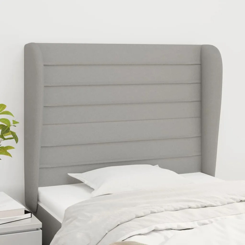 Testiera Ad Orecchio Grigio Chiaro 93x23x118/128 Cm İn Tessuto /