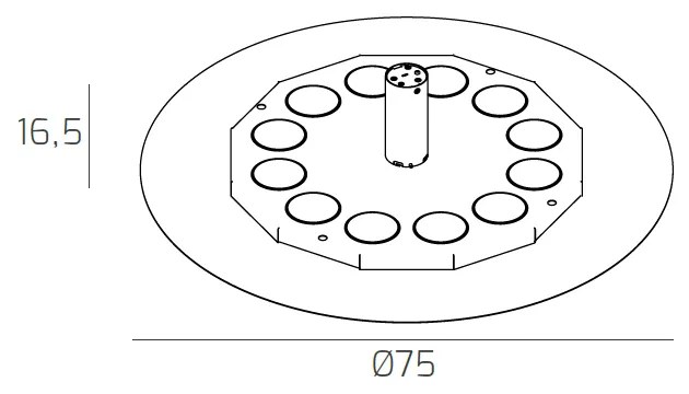 Plafoniera Moderna Disk Metallo Bianco 12 Luci Gx53